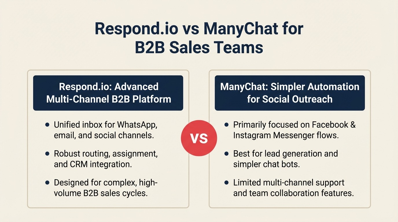 Respond.io vs ManyChat for B2B Sales Teams: Which Actually Closes Deals?