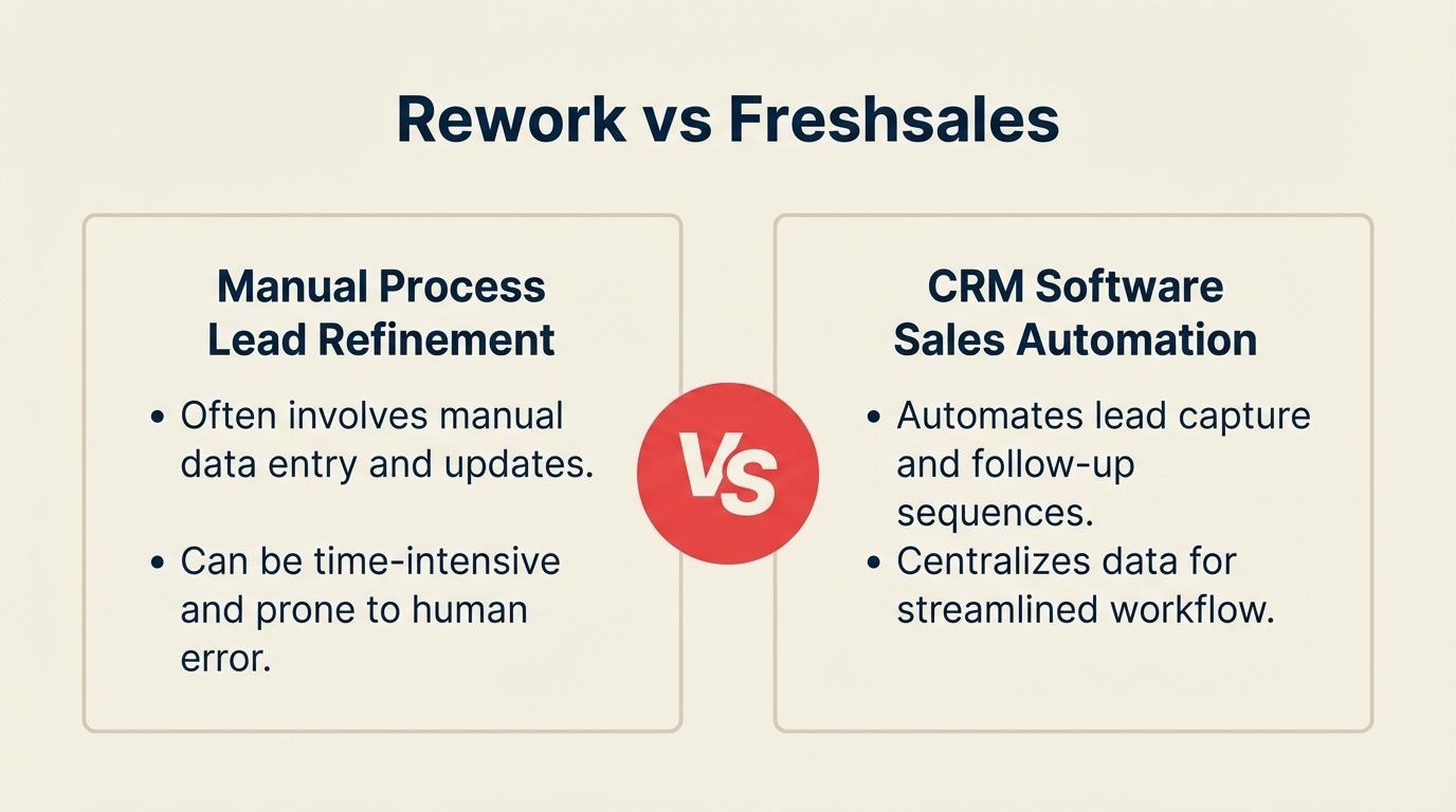Rework vs Freshsales CRM comparison — unified CRM with lead management and chat vs Freshsales AI-powered sales CRM