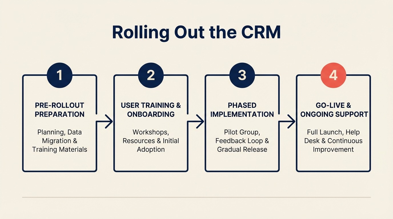 Rolling Out the CRM: Pilot Team, Full Team, Adoption Tracking