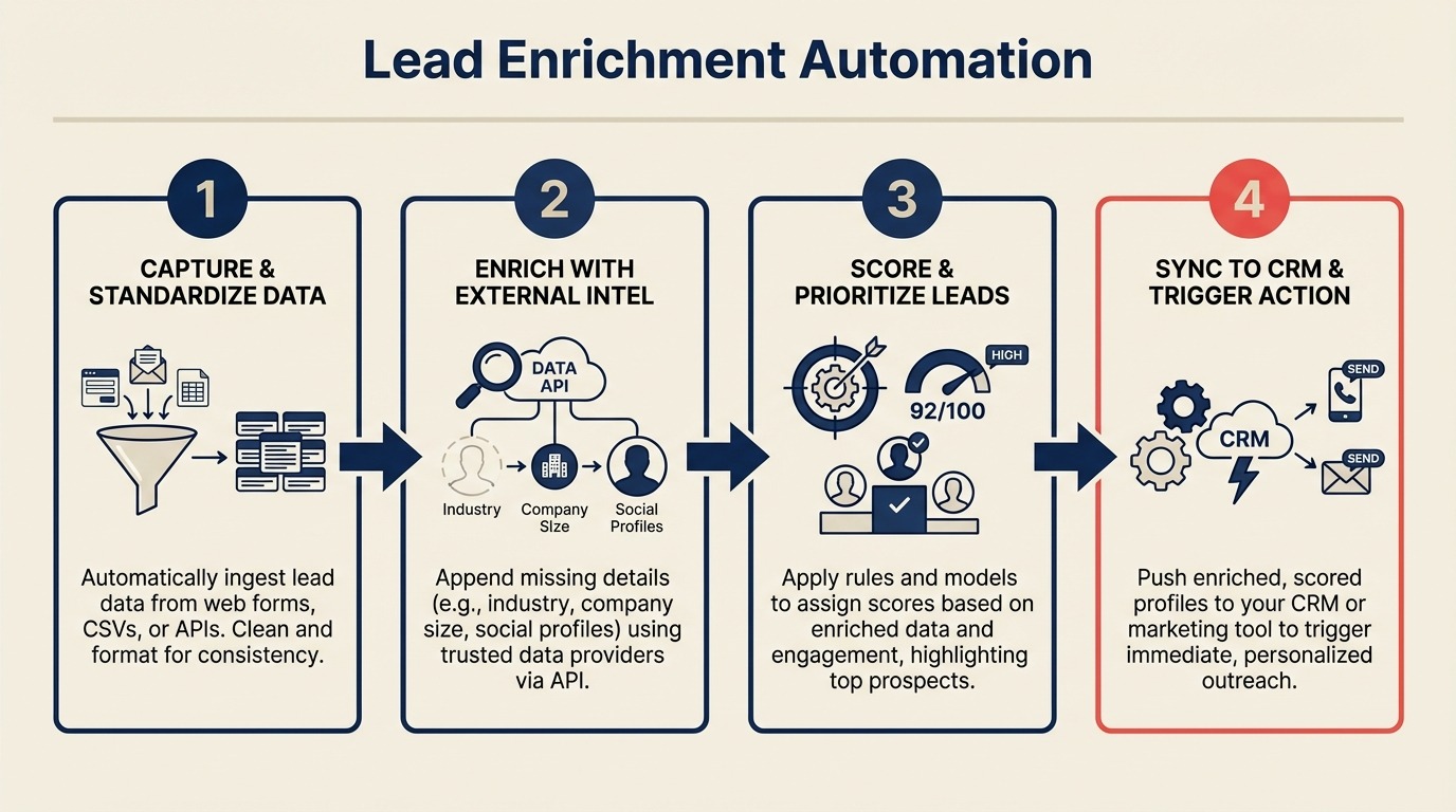 Lead Enrichment Automation: Filling Gaps Without Paying Per Record