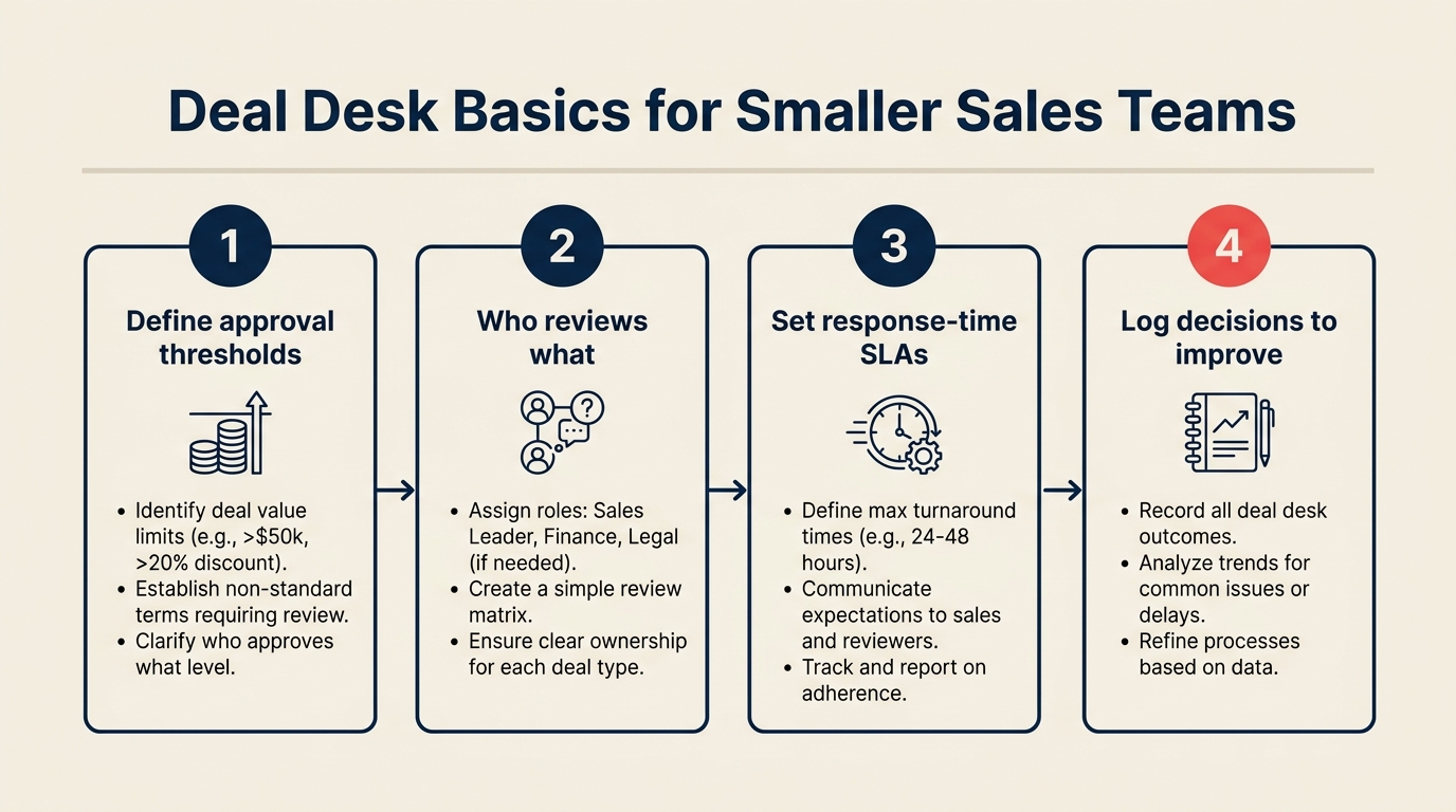 Deal desk basics for smaller sales teams — 4-step approval flow without the enterprise overhead
