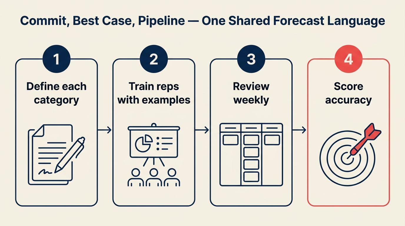 Commit, Best Case, Pipeline — 4 steps to one shared forecast language across the team