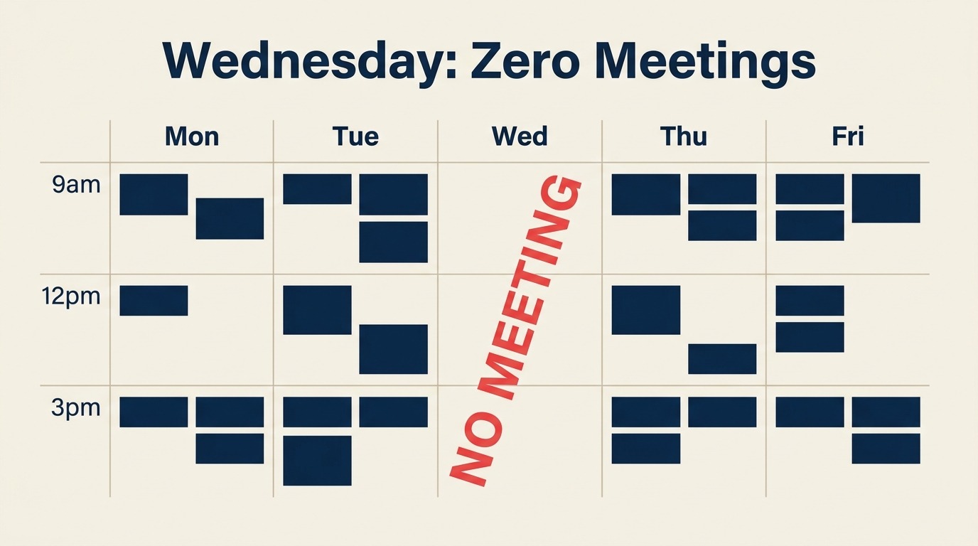 Weekly calendar showing Wednesday as a zero-meeting day