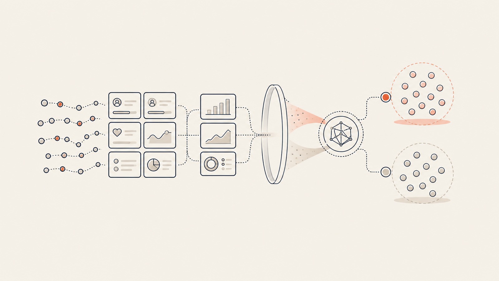 AI Email Marketing Agent: visual en línea mostrando el lente del mapa de segmentos
