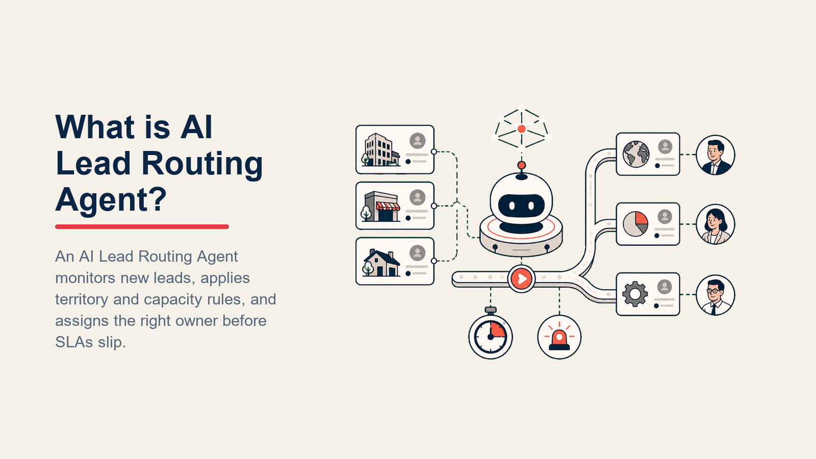 Thumbnail AI Lead Routing Agent menampilkan jalur penugasan lead dan serah terima SLA