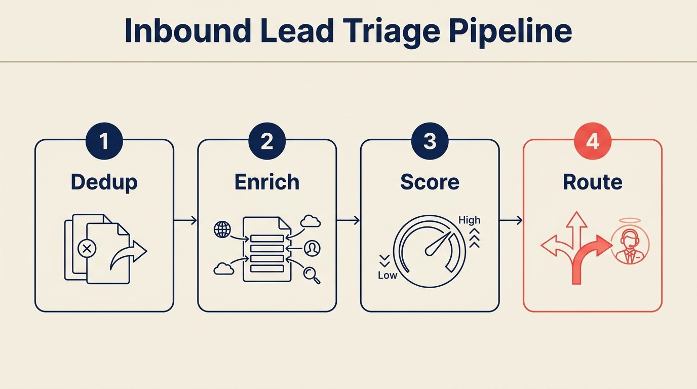 スケールでのインバウンドLeadトリアージ: 5分以内のパイプライン