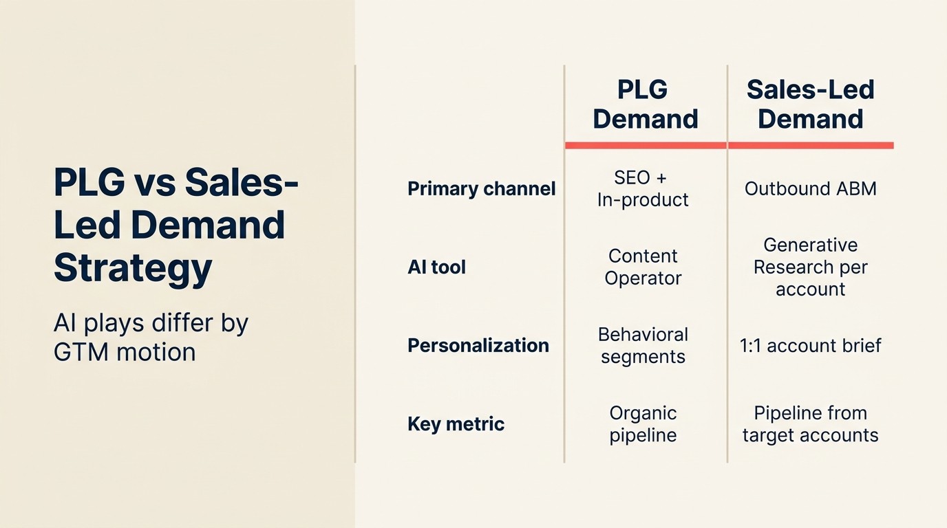 PLG vs Sales-Led Demand Strategy: AI plays differ by GTM motion