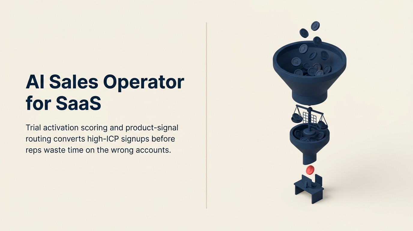 AI Sales Operator for B2B SaaS pipeline: trial activation scoring, product signals, and the four-pattern stack