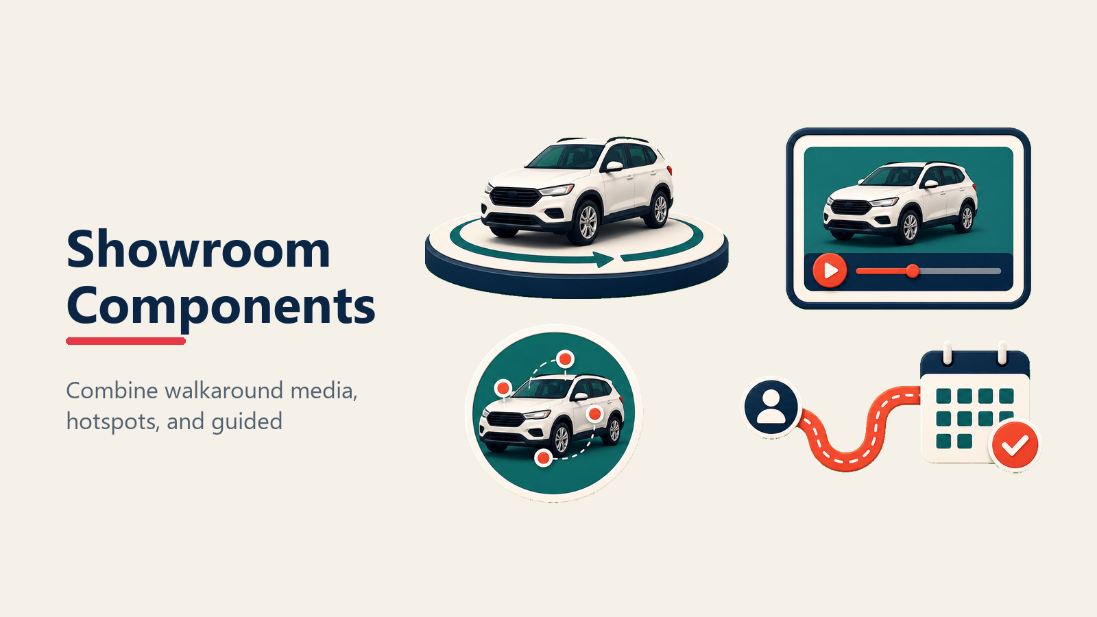 Virtual Showroom Components shown as virtual showroom stage in a Rework Library editorial illustration