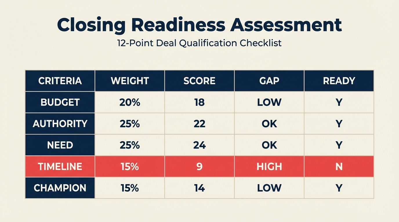 Closing Readiness Assessment: The 12-Point Deal Qualification Checklist - 2026 Guide