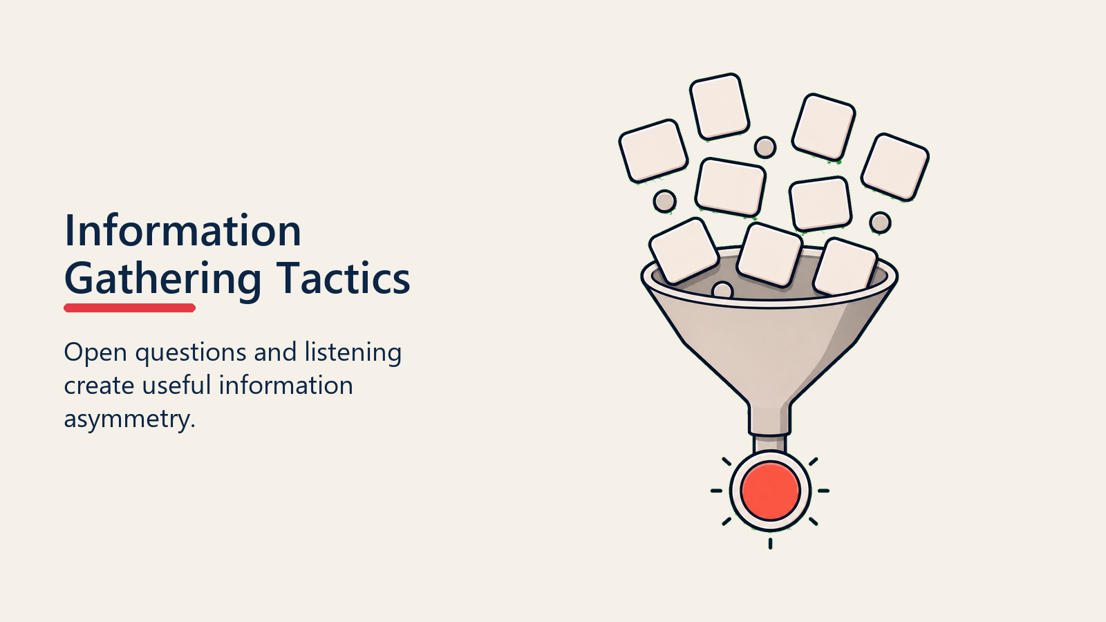 Information Gathering Tactics shown as question collector for negotiation tactics