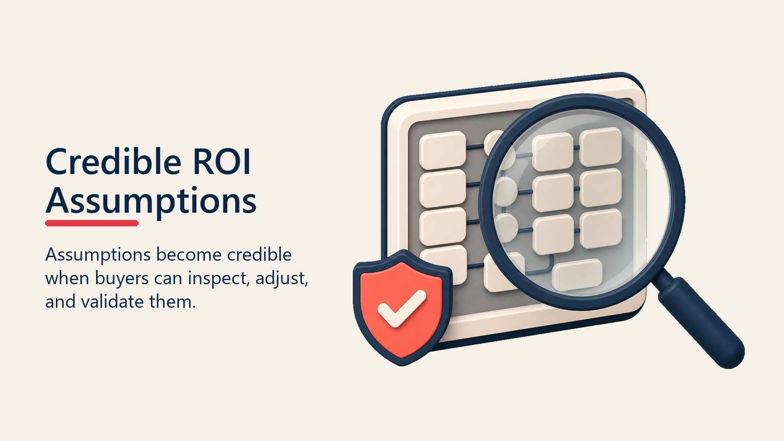 Credible ROI Assumptions shown as assumption lens for roi calculation