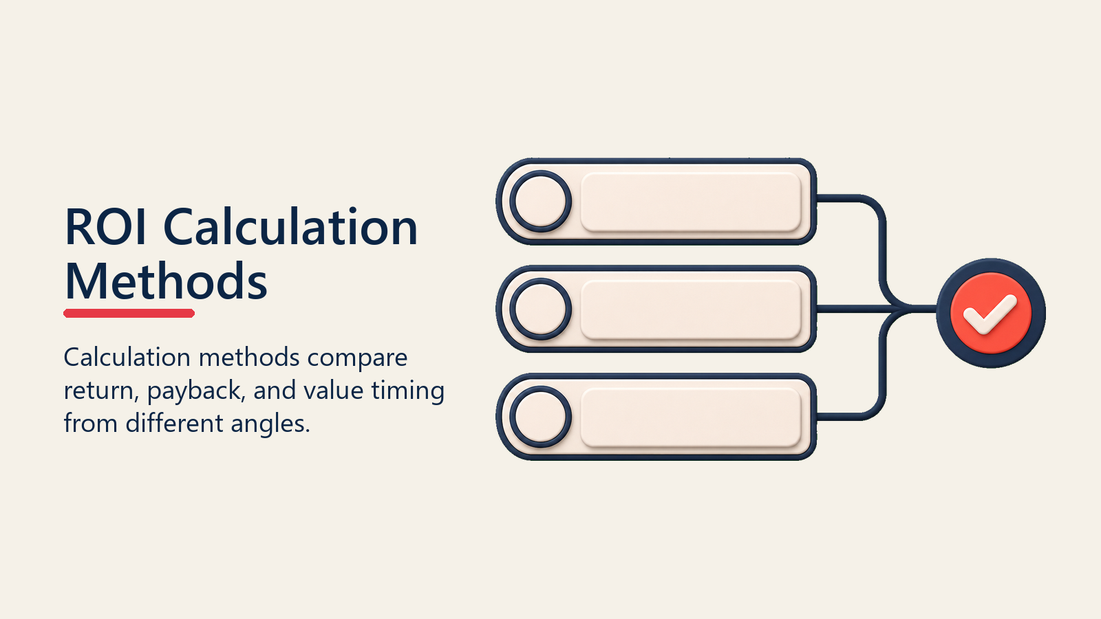 ROI Calculation Methods shown as four finance method calculators