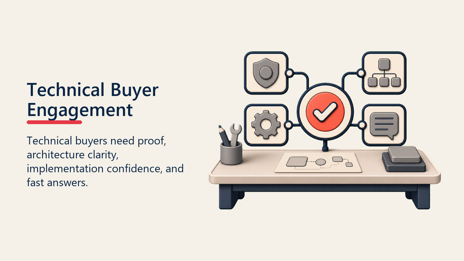Technical Buyer Engagement shown as technical buyer workbench for technical validation
