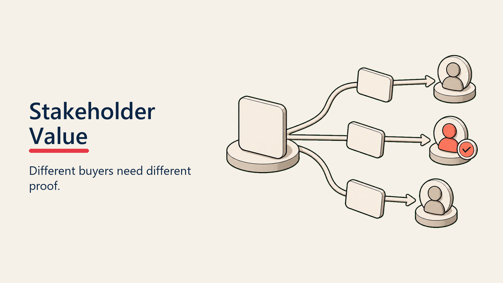Stakeholder Value Messaging shown as prism splitting one value beam into stakeholder signals