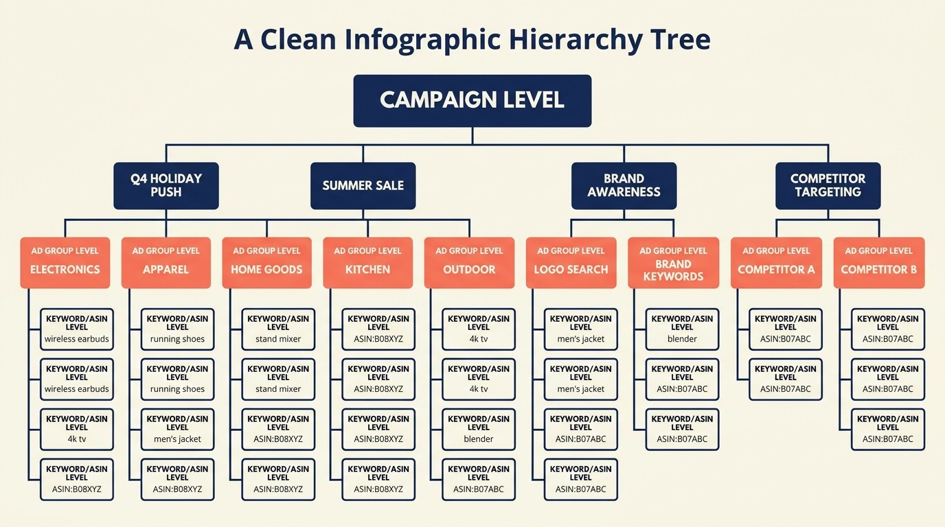 Amazon ads campaign structure best practices diagram