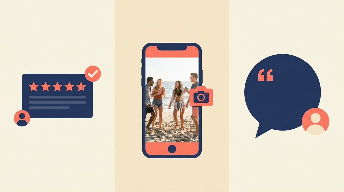 Different types of social proof: reviews, UGC, and testimonials