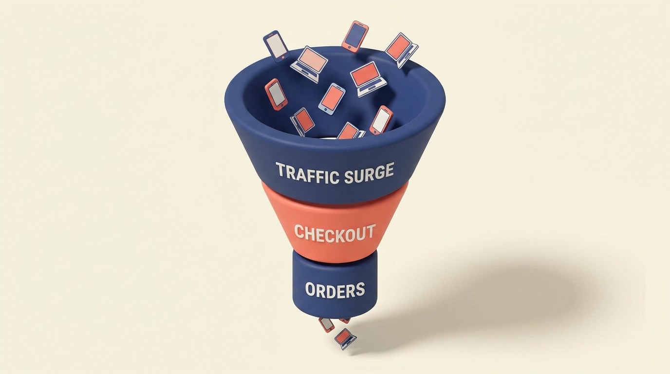 Flash sale traffic management: infrastructure load testing, checkout optimization, and mobile-first conversion