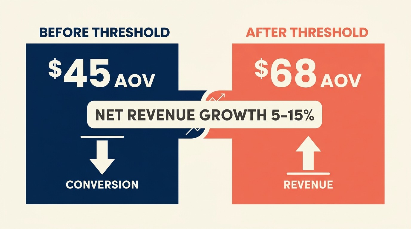 Free shipping threshold impact on average order value and conversion