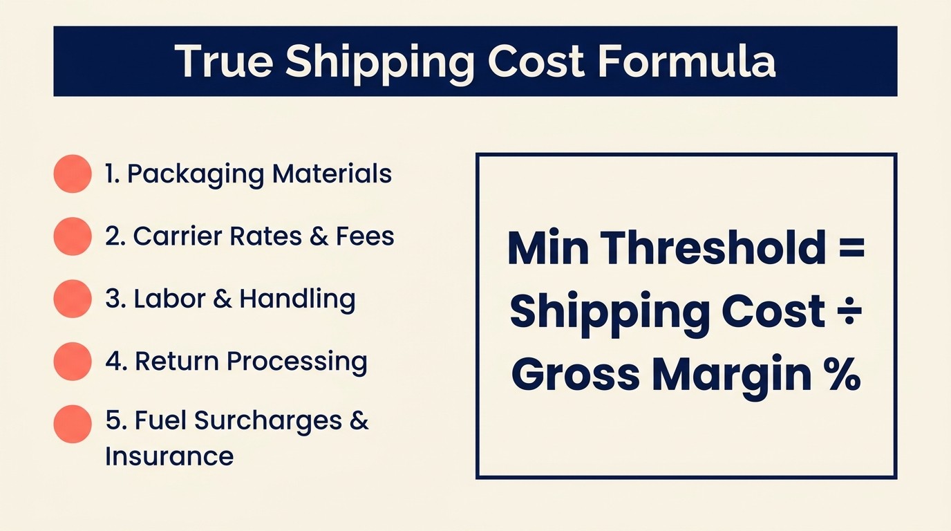 Free shipping threshold calculation framework with cost and margin inputs
