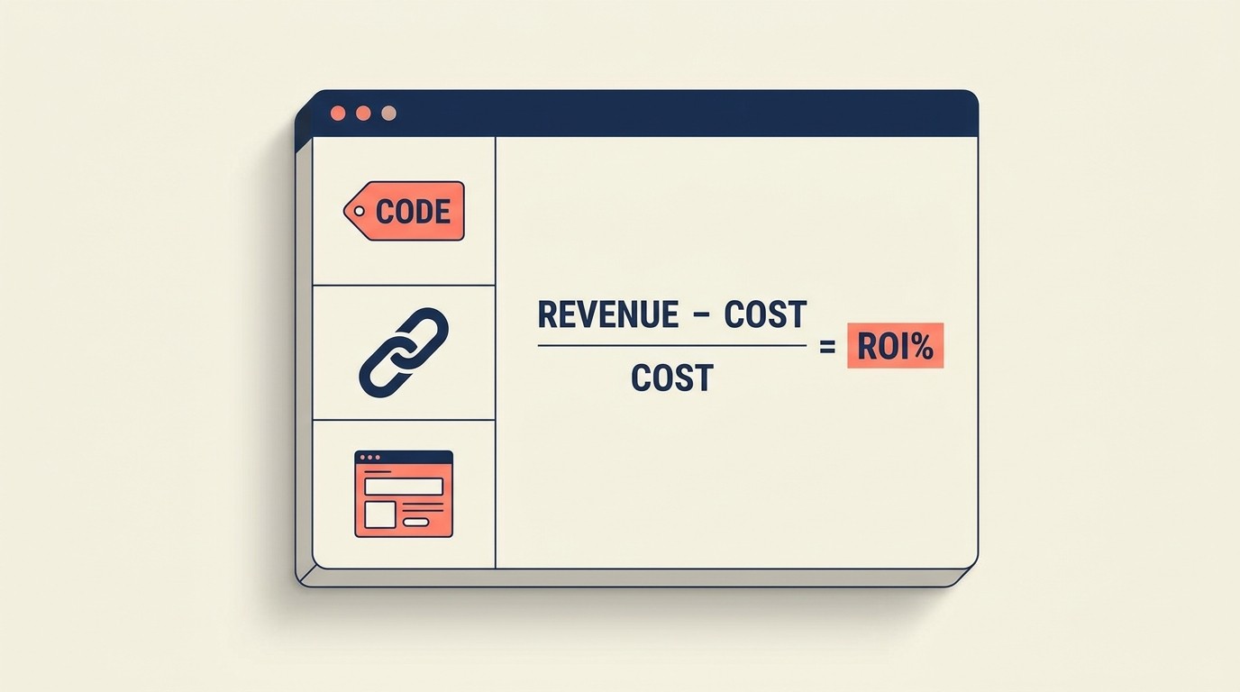 Influencer marketing ROI calculation framework with campaign costs and attributed revenue