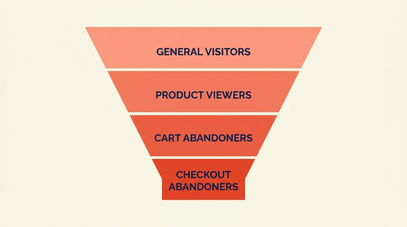 Intent hierarchy from general visitors to checkout abandoners with time-based windows