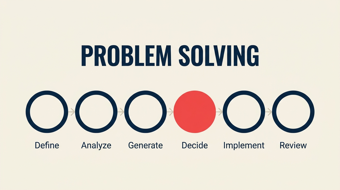 Proceso de resolución de problemas en seis pasos: desde definir el problema hasta implementar la solución