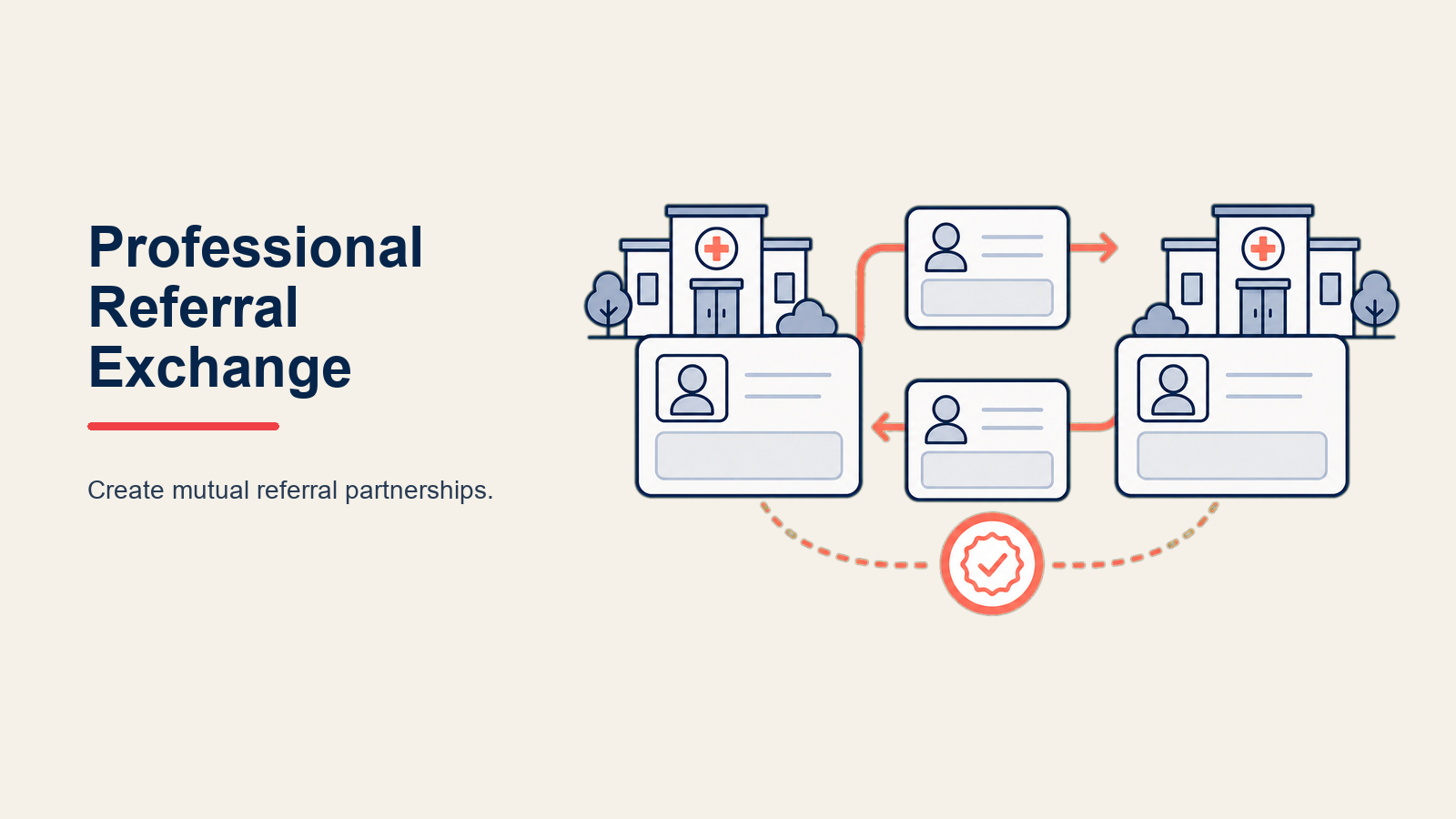 Professional referral exchange framework showing bidirectional referral relationships between healthcare providers