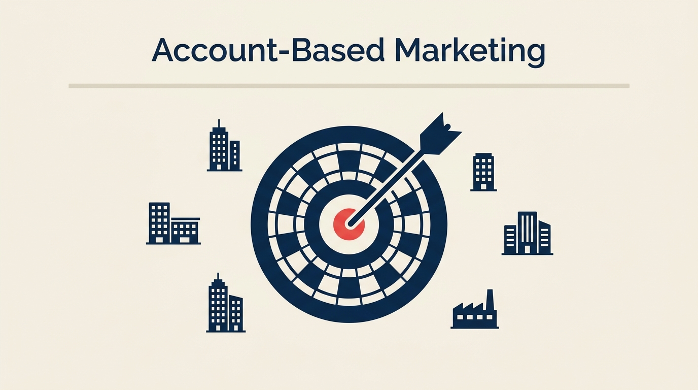 Account-based marketing dartboard illustration showing targeted account focus