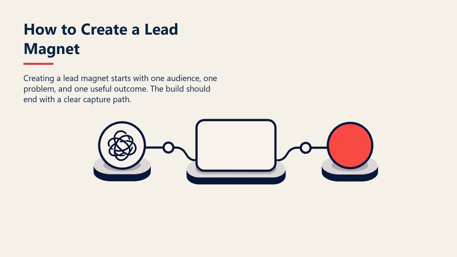 How to Create a Lead Magnet visual showing a path from buyer problem to useful resource to contact capture