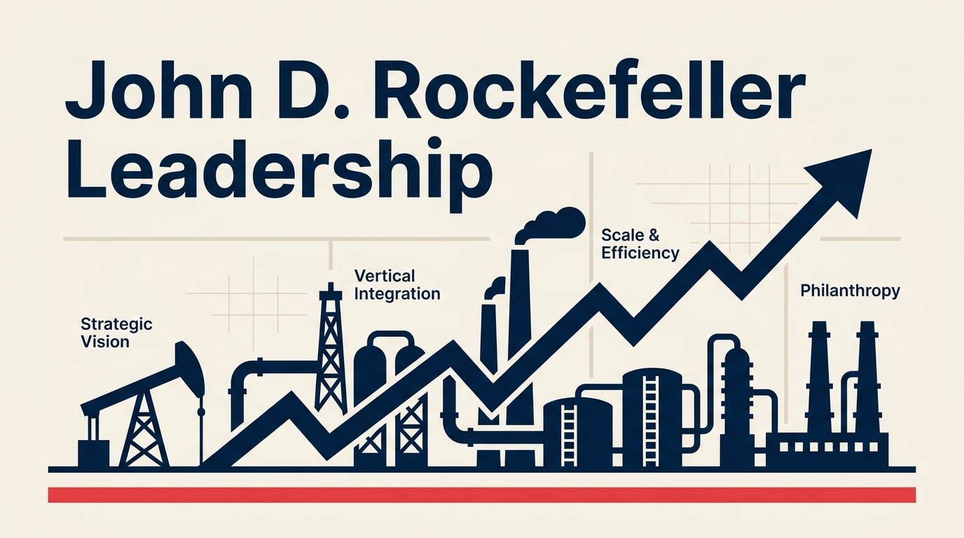 John D. Rockefeller integrating an oil empire vertically before monopoly power triggers its breakup
