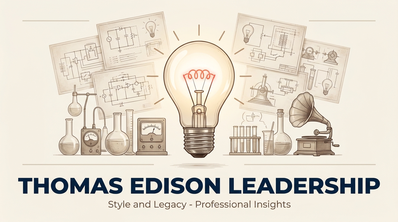Thomas Edison beside a workshop that turns repeated experiments into a reliable invention system