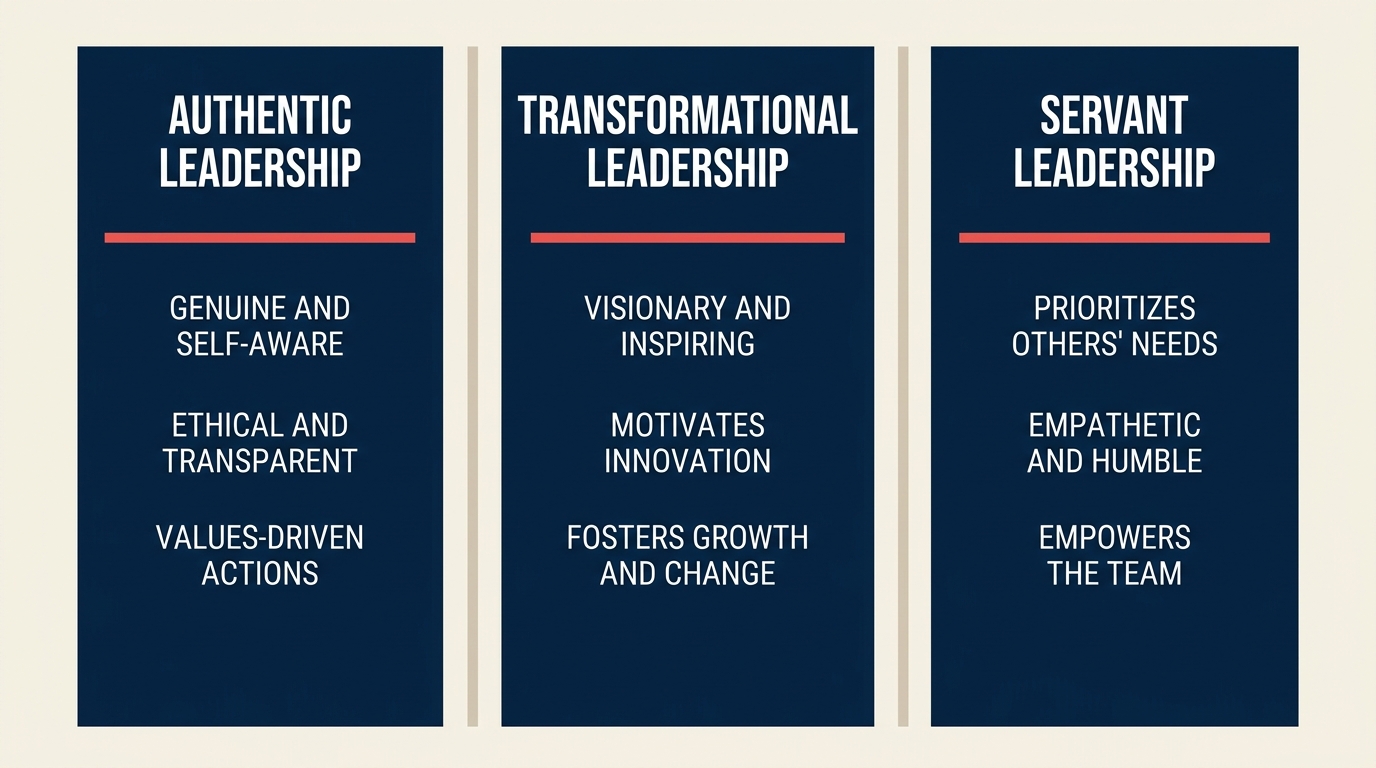 Authentic vs transformational vs servant leadership compared