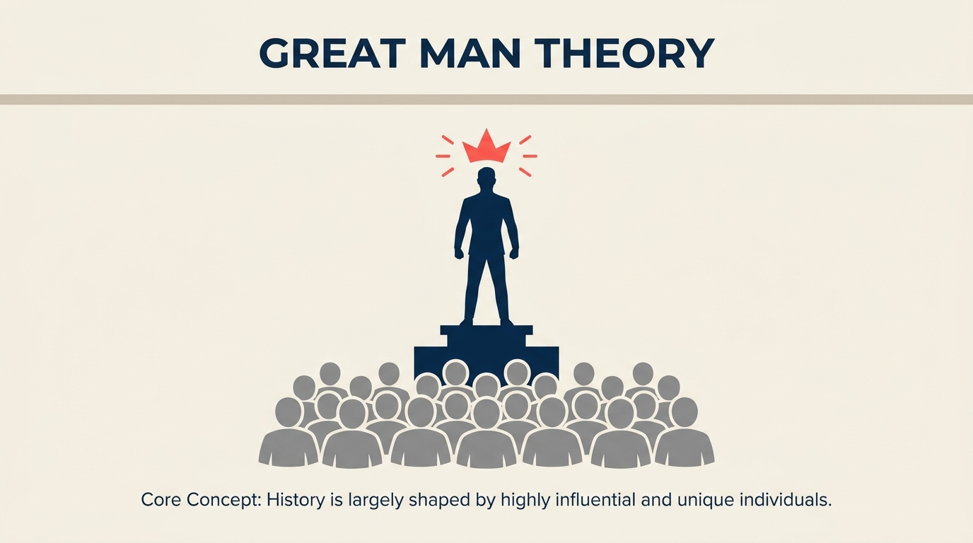Great Man Theory of leadership concept illustration