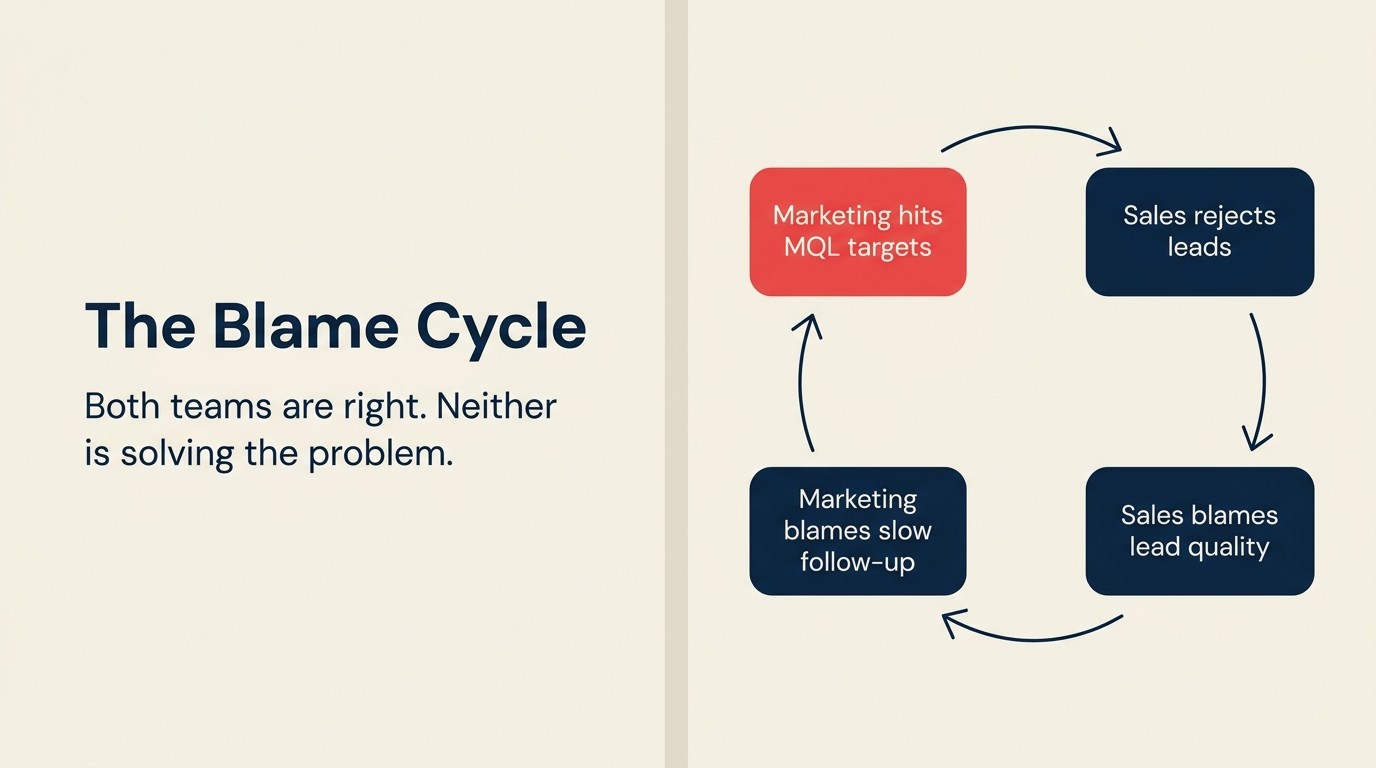 The Blame Cycle: four-node clockwise loop of misalignment perpetuation