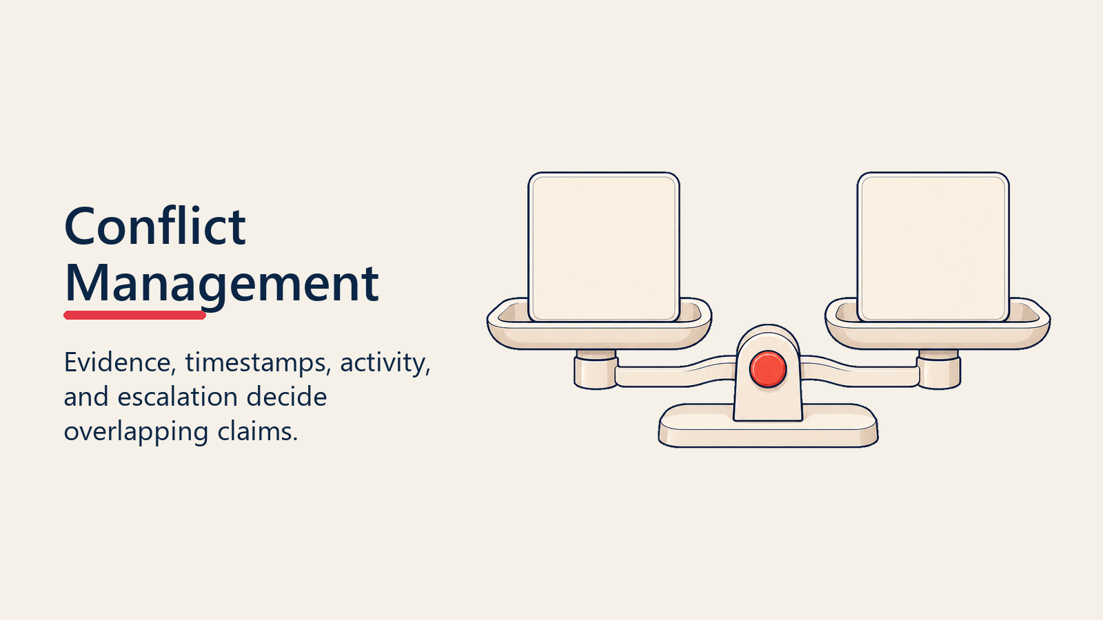 Conflict management scale weighing overlapping partner claims