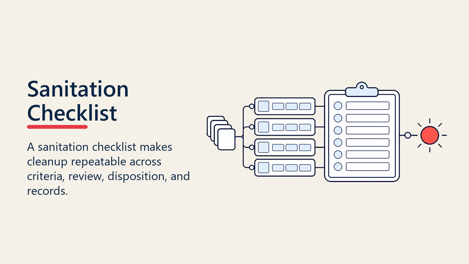 Pipeline sanitation checklist for repeatable cleanup
