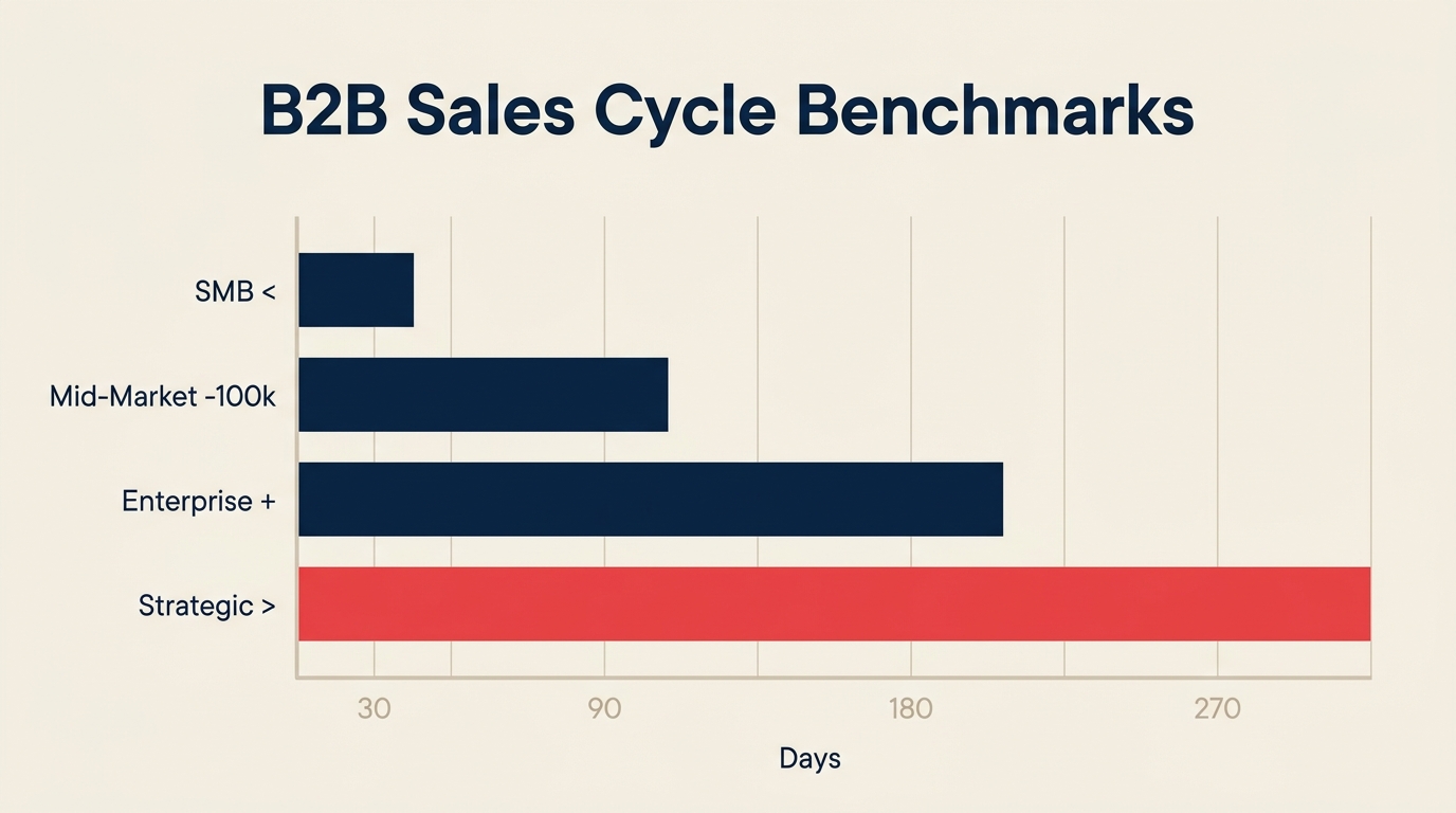 B2B sales cycle benchmarks by deal size and segment