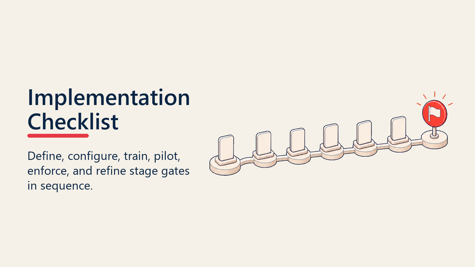 Implementation checklist path for rolling out stage gate criteria