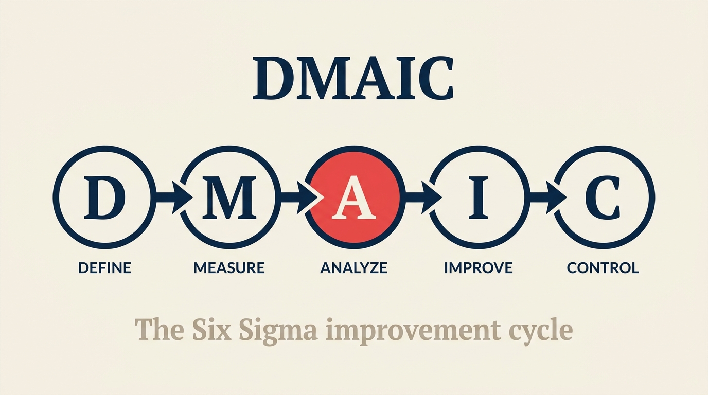 DMAIC five-phase improvement cycle with define measure analyze improve control