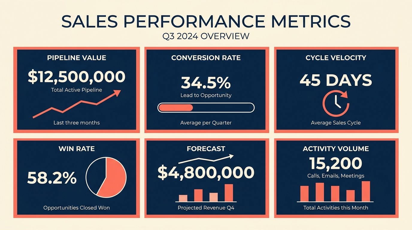 Agency pipeline dashboard with stage value, conversion rates, sales cycle velocity, win rate and ROI by source