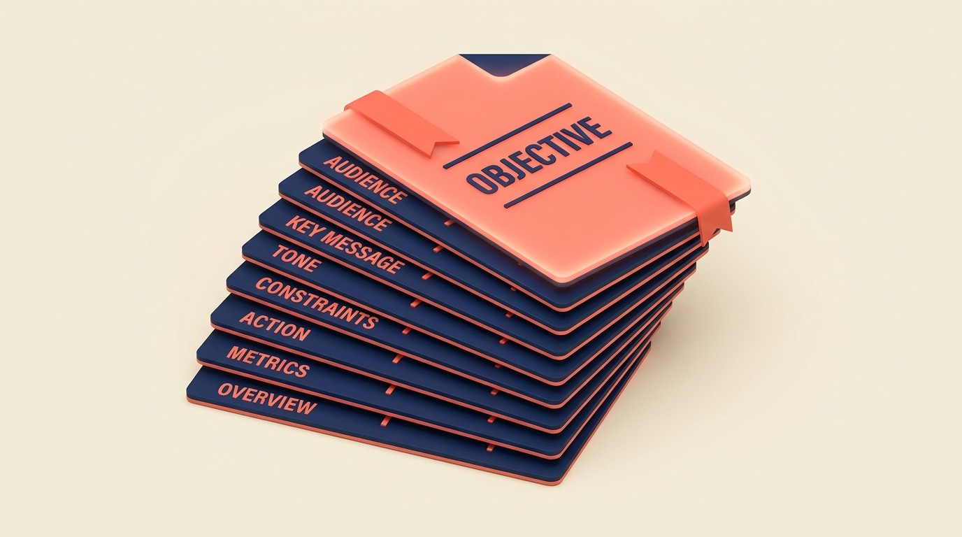 Eight core components of a creative brief from project overview to success metrics