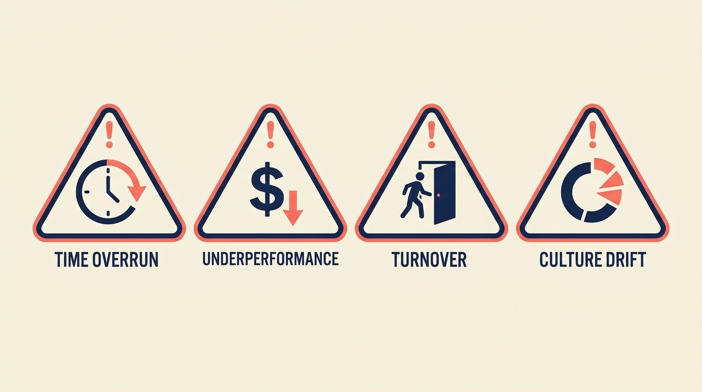 Common expansion challenges including financial underperformance, talent retention, operational complexity, and cultural drift