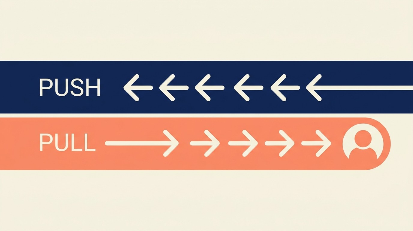 Comparison of inbound pull marketing versus outbound push sales approaches
