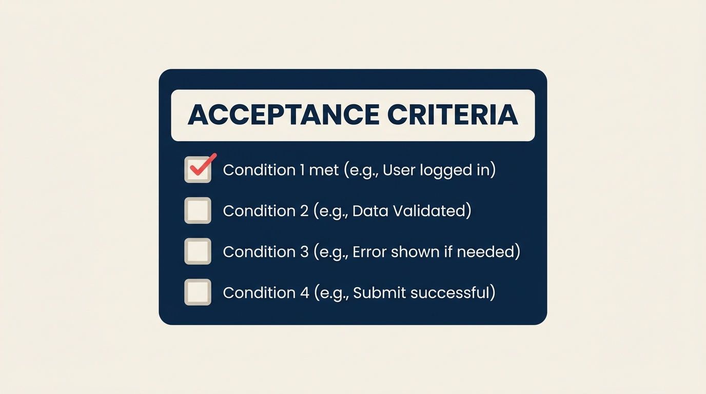 Acceptance criteria checklist on a user story card