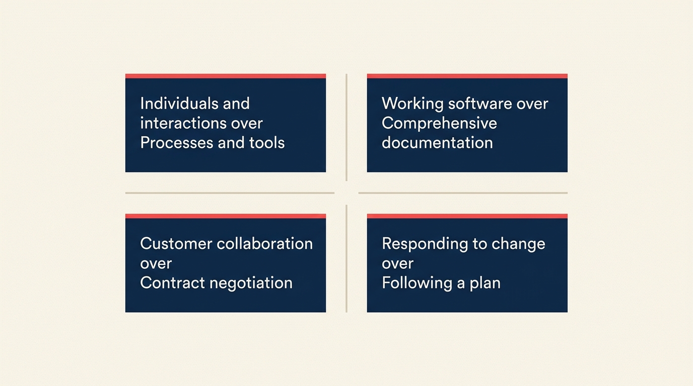 Agile Manifesto 4 values and 12 principles overview