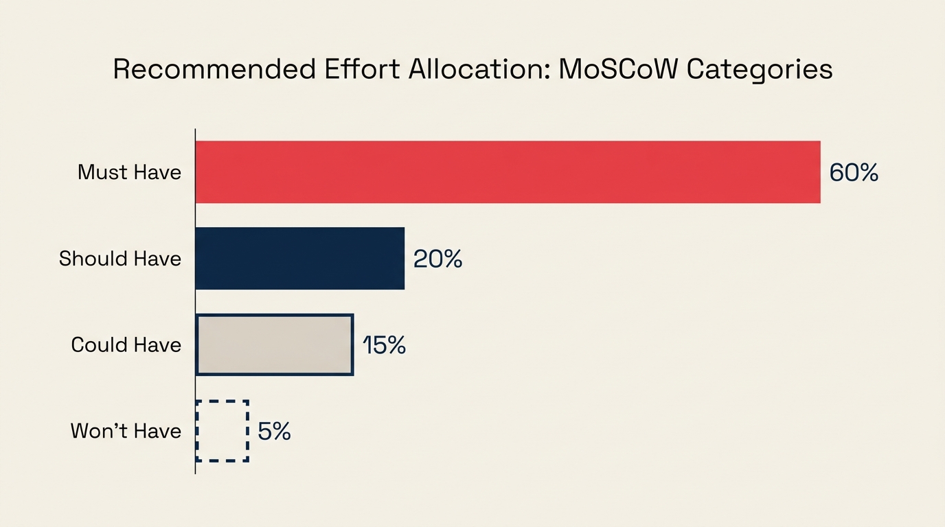 Recommended effort split across MoSCoW priority categories