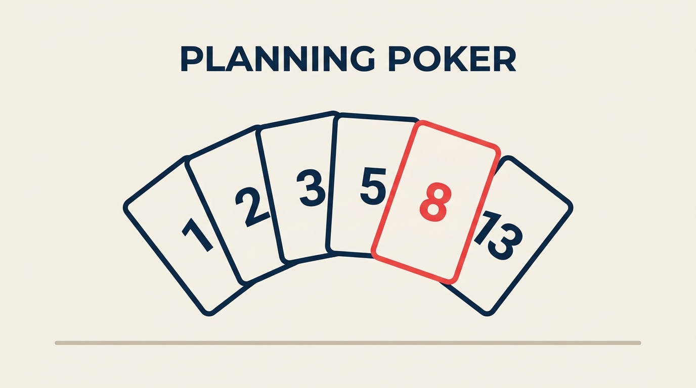 Planning poker estimation cards fanned out for an agile team vote