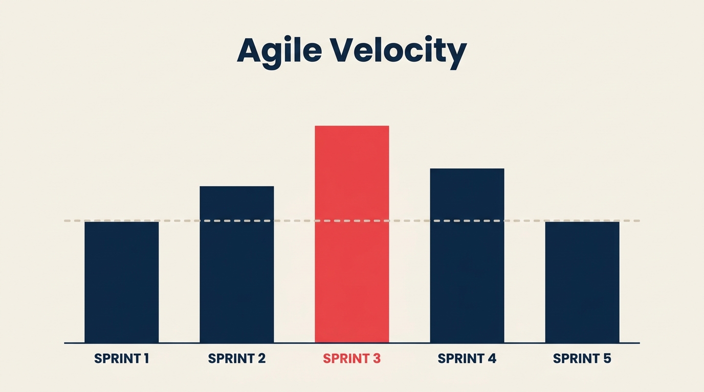 Agile velocity shown as a bar chart of story points completed per sprint