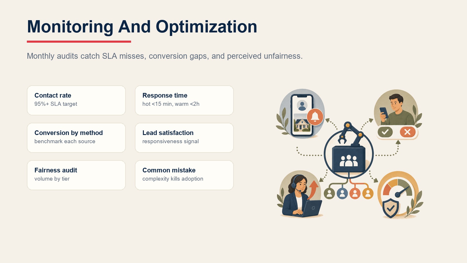 Monitoring and optimization metrics for lead distribution systems